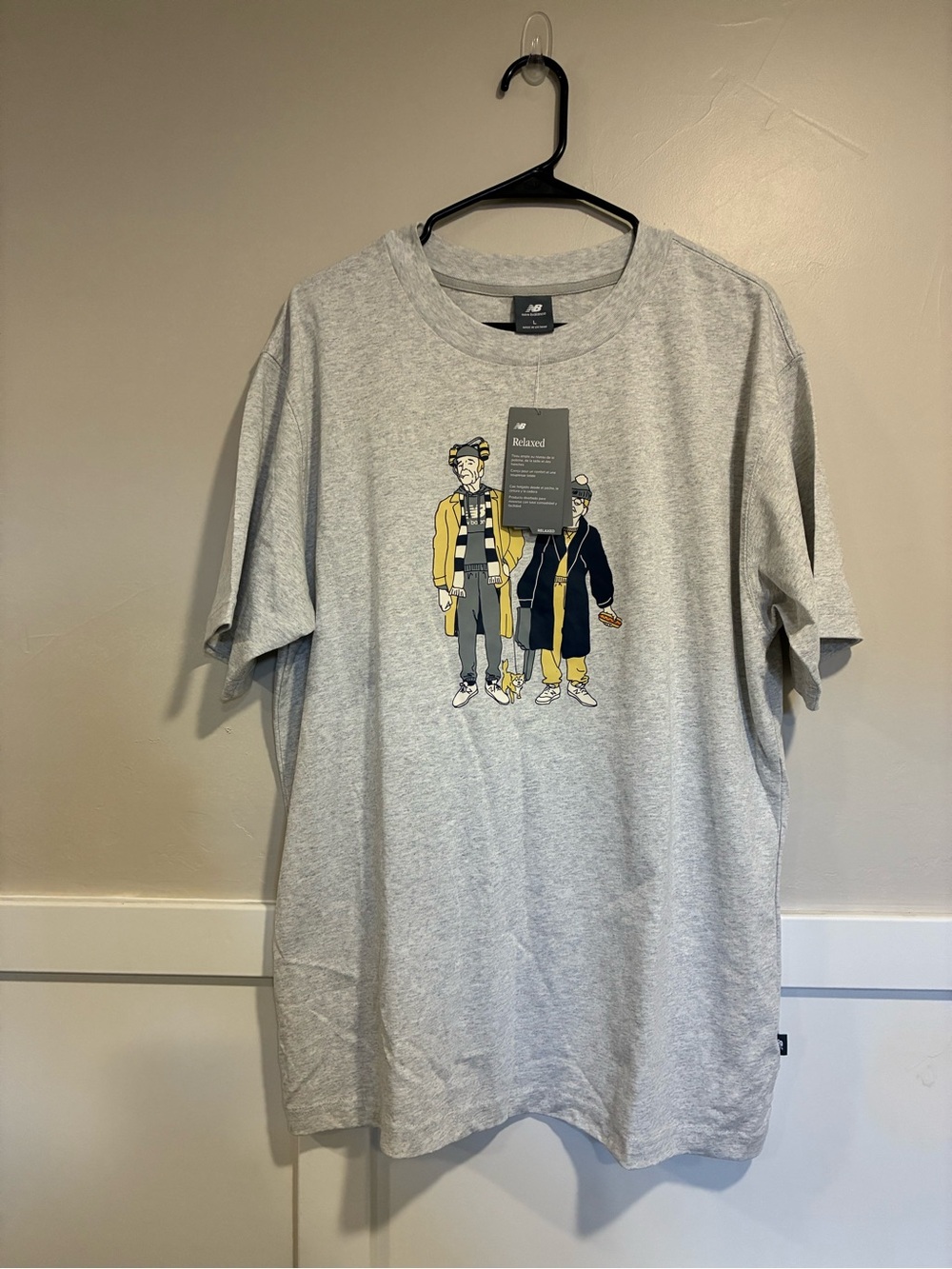New Balance Gray Graphic Tee with Yellow & Navy Artwork